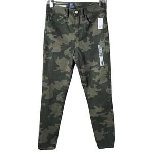 Gap The Skinny Ankle High Rise Jeans Women’s 27/4R Green Camo Stretch Denim NEW